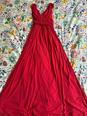 Calvin Klein Red Knot-Front Maxi Dress